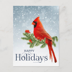 Carte postale des fêtes joyeuses du cardinal rouge