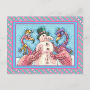 CARTE POSTALE DES FLAMANTS ROSES ROSES FABRIQUENT DE LA NEIGE, D