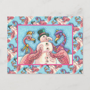 CARTE POSTALE DES FLAMANTS ROSES ROSES FABRIQUENT DE LA NEIGE, D