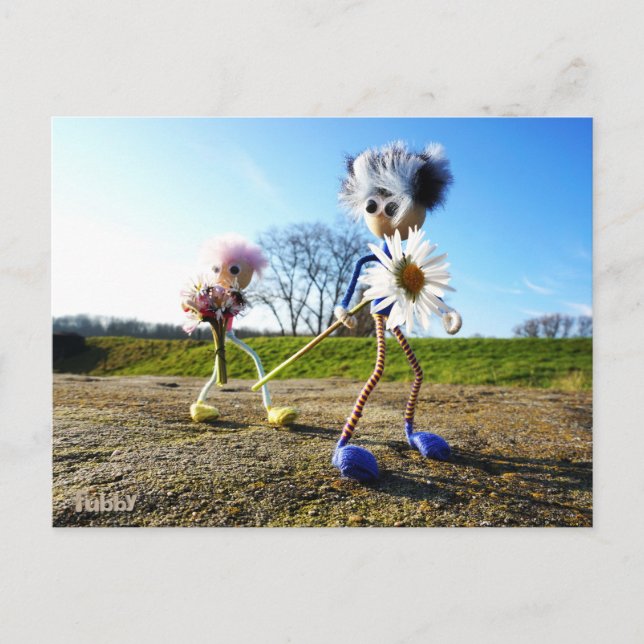 Carte Postale Des fubby dans la nature avec des madélifes. (Devant)