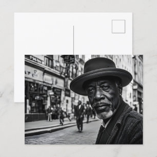 Carte Postale Des gens rétro dans la rue