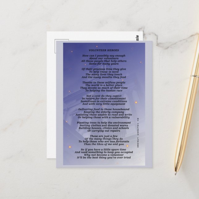 Carte postale des héros bénévoles  (Devant/Arrière en situation)