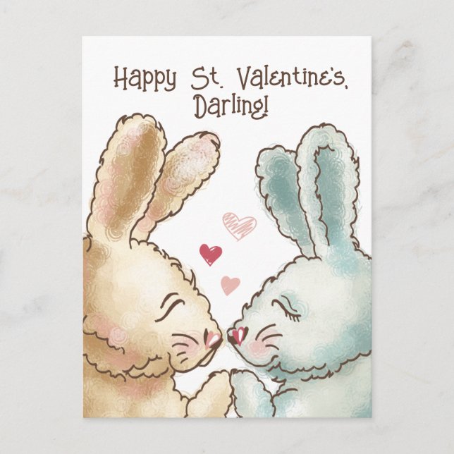 Carte postale des lapins mignons Valentine (Devant)