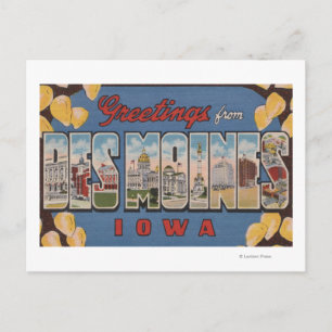 Carte Postale Des Moines, Iowa - Grandes Lettres Scènes 2