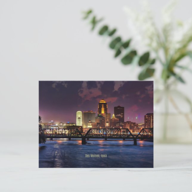 Carte Postale Des Moines, Iowa, photo de la ville (Debout devant)