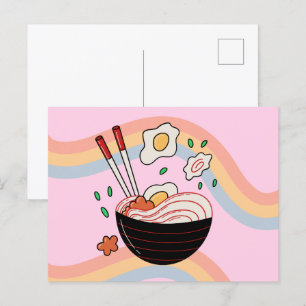 Carte postale des nouilles Kawaii