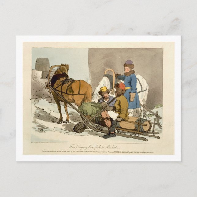 Carte Postale Des péchés apportent du poisson vivant au marché,  (Devant)