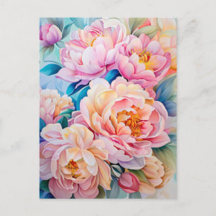 Carte Postale Des pivoines florissantes en Soft Pastel