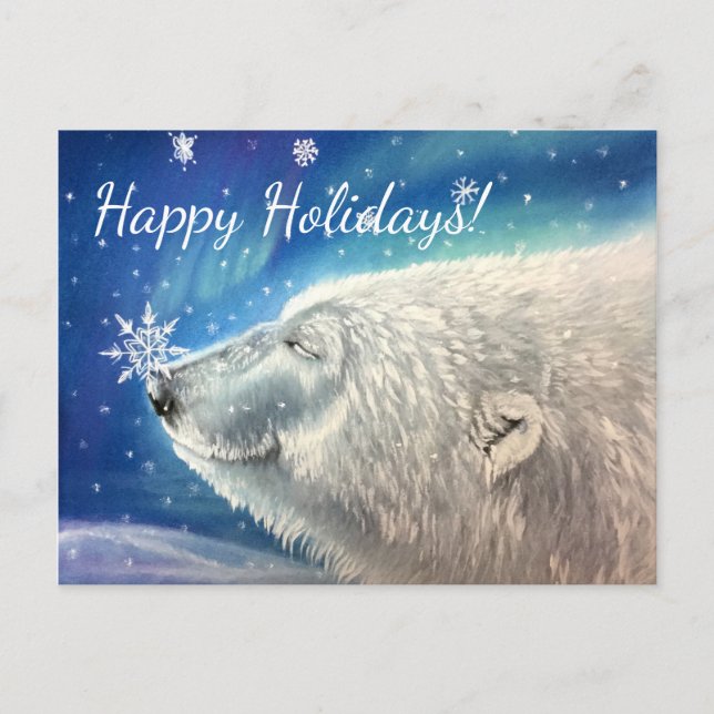 Carte postale Des Snowflakes Aux Ours Polaires (Devant)