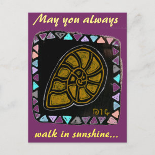 Carte postale d'escargot doré de style natif