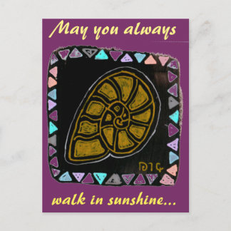 Carte postale d'escargot doré de style natif