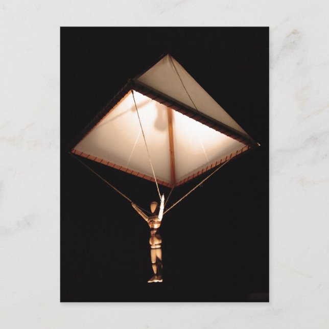 Carte Postale Description Léonard de Vinci dessine un parachute (Devant)
