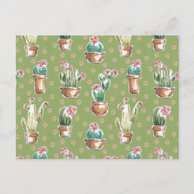 Carte Postale Desert Bloom | Pattern vert (Devant)
