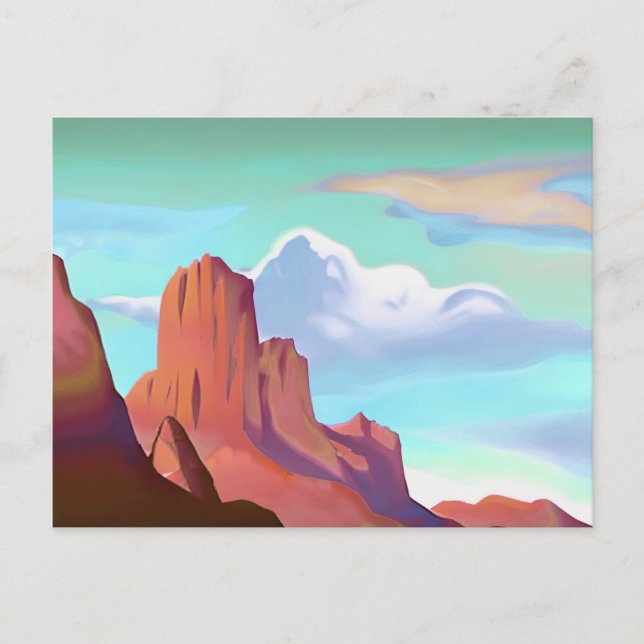 Carte Postale Désert du Sud-Ouest avec Montagnes Art minimaliste (Devant)