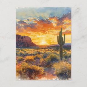 Carte Postale Désert du sud-ouest Mesa et coucher du soleil du S