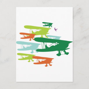 Carte Postale Desi de l'avion vintage Retro BiPlane Lonely Sparr