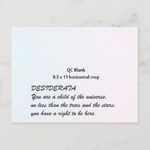 Carte postale DESIDERATA