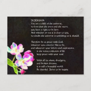 Carte postale DESIDERATA Fleurs cosmiques