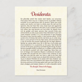 Carte postale Desiderata | Mini art Desiderata