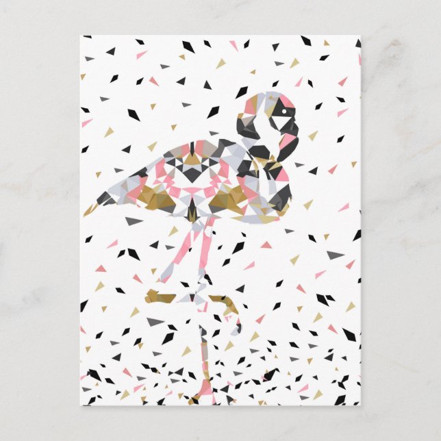 Carte Postale Design abstrait de Flamant rose géométrique mignon (Devant)