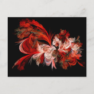 Carte Postale Design abstrait rouge et blanc sur noir
