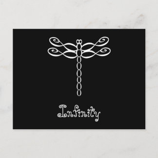 Carte Postale Design blanc de libellule d'infini