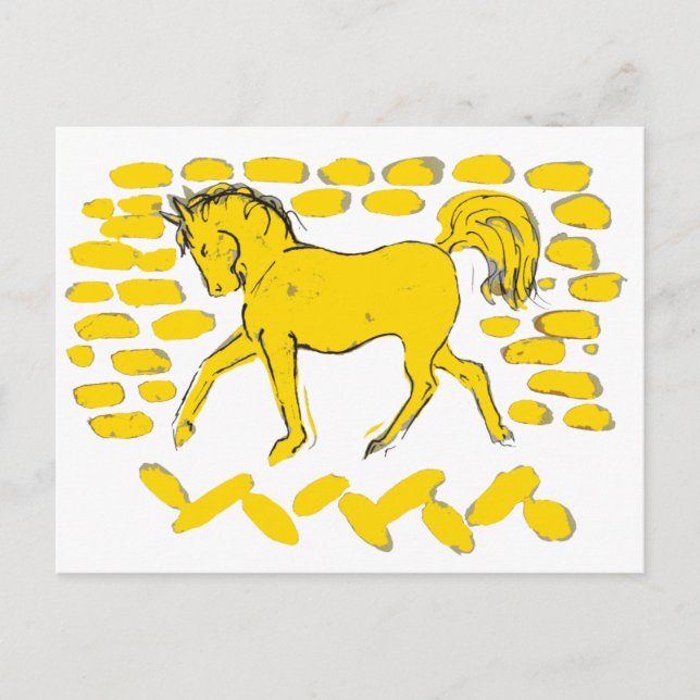 Carte Postale Design Cheval Jaune (Devant)