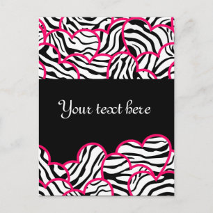 Carte postale Design Coeurs Zebra