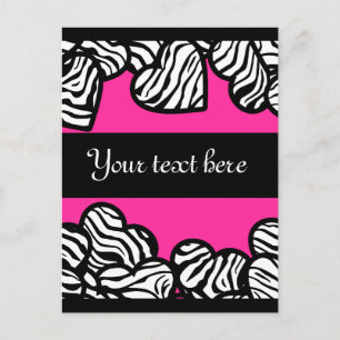 Carte postale Design Coeurs Zebra