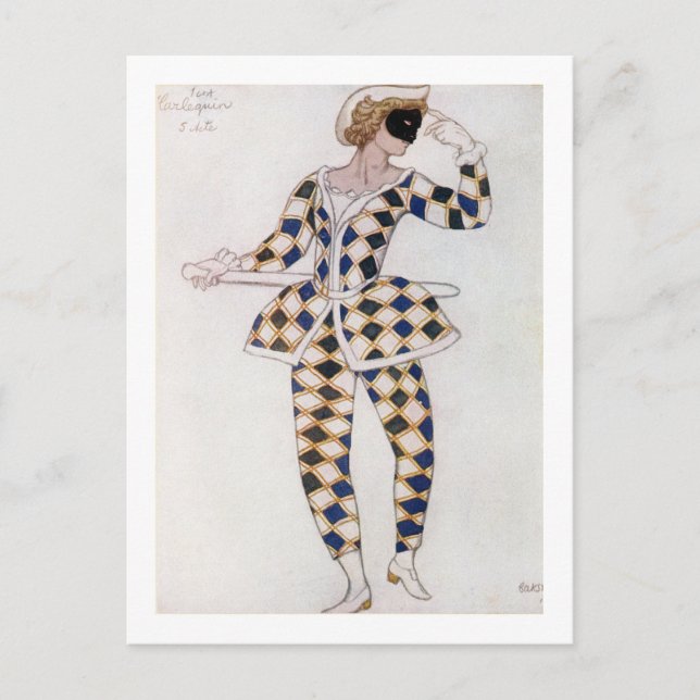 Carte Postale Design de costume pour Arlequin, de Sleeping Beaut (Devant)