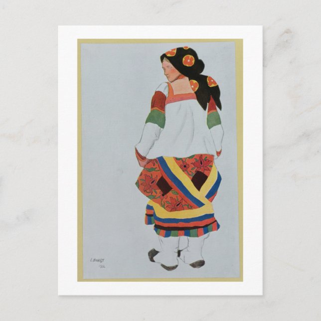 Carte Postale Design de costume pour une fille paysanne, 1922 (c (Devant)