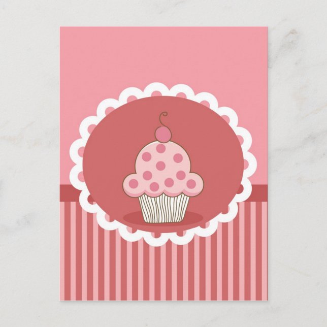 Carte Postale Design de cupcake rose (Devant)