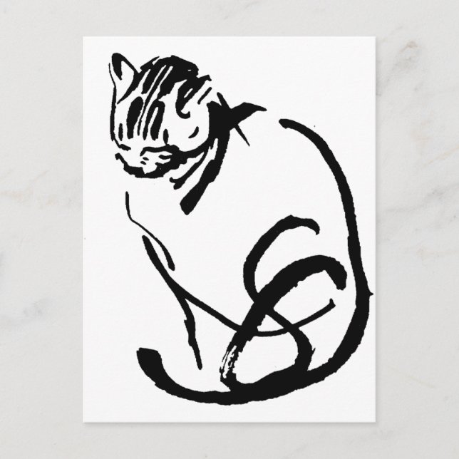 Carte Postale Design de dessin de pinceau de chat en Siamese (Devant)