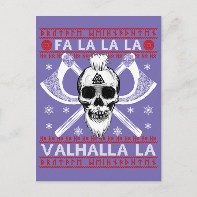 Carte Postale Design de Noël moche Fa-La-La-Valhalla Viking Val (Devant)