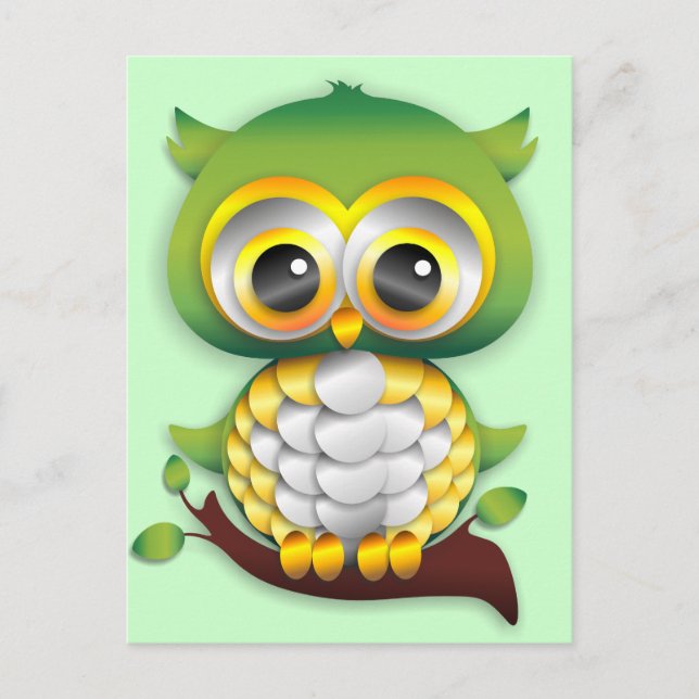 Carte postale Design de papier pour bébé hibou (Devant)
