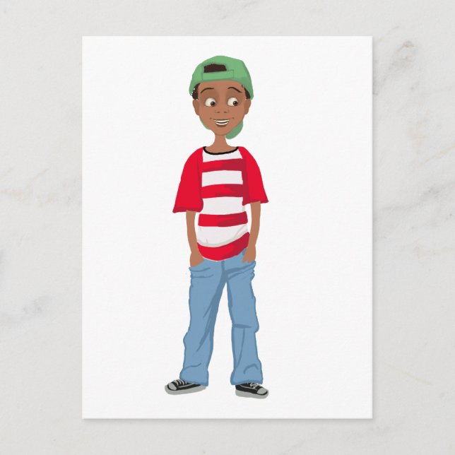 Carte Postale Design de personnage pour enfants afro-américains (Devant)