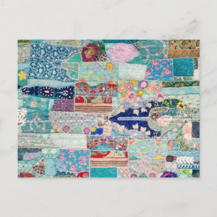Carte Postale Design de tapisserie Aqua et Blue Quilt