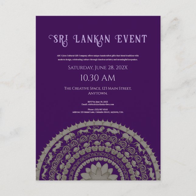 Carte Postale Design d'invitation Sri Lanka (Devant)