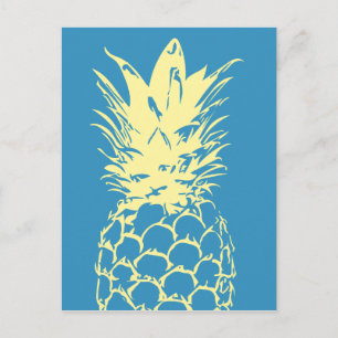 Carte Postale Design d'origine en bleu ananas jaune