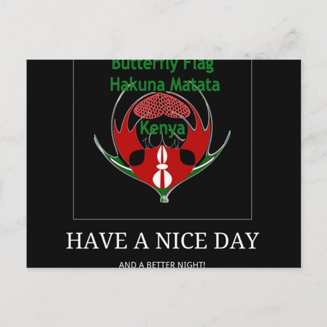 Carte Postale Design du Bouclier kenyan : Drapeau de papillon. (Devant)