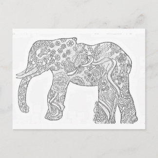Carte Postale Design Eléphant noir et blanc