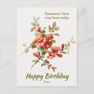Carte Postale Design floral Quelqu'un que j'aime Anniversaire CC