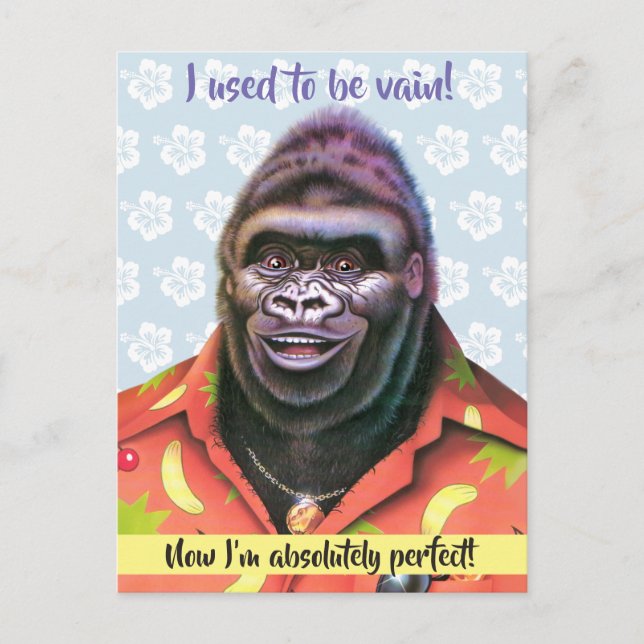 Carte postale design Gorille vaniteux. (Devant)