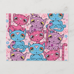 Carte Postale Design graphique du Motif de chat Kitty coloré