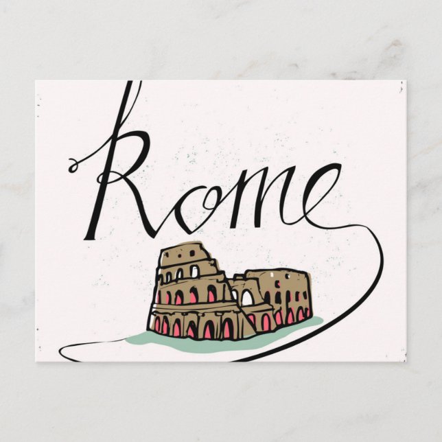 Carte Postale Design Lettré à la main de Rome (Devant)