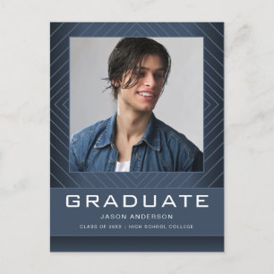 Carte Postale Design moderne 1 Photo Blue Grad Faire-part