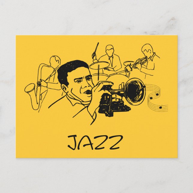 Carte Postale Design musicien JAZZ (Devant)