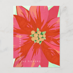 Carte Postale Design personnalisé, poinsettia, peint à la main e