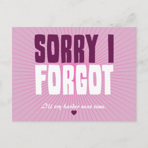 Carte Postale Désolé d'avoir oublié