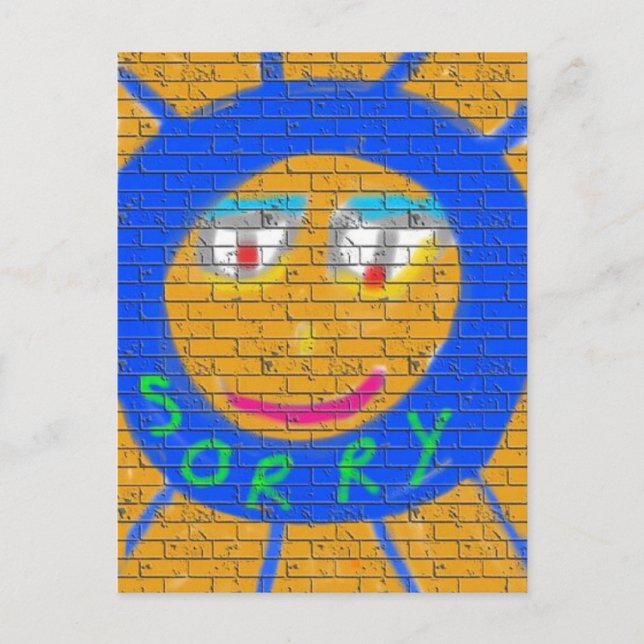 Carte Postale Désolé Graffiti, Art Sad Face, Sadness Regret (Devant)